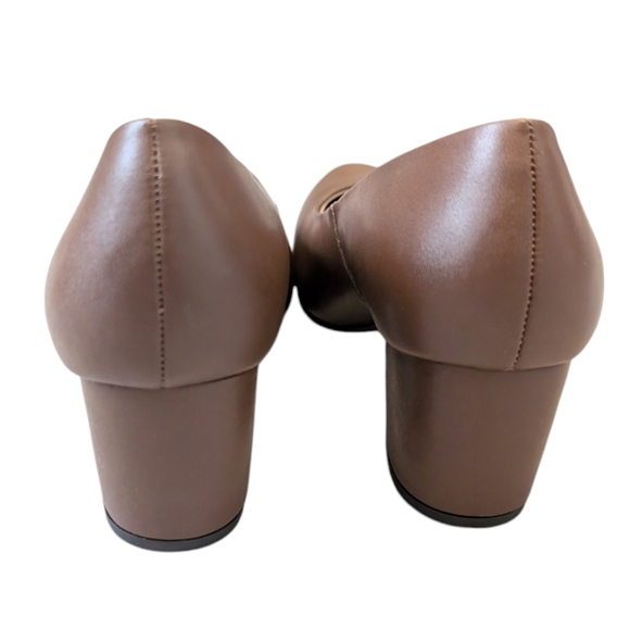 Ahimsa Vegan Bianca Cognac Brown Pumps Heels EUR 39 US 8 - Picture 5 of 15